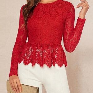 Red peplum top